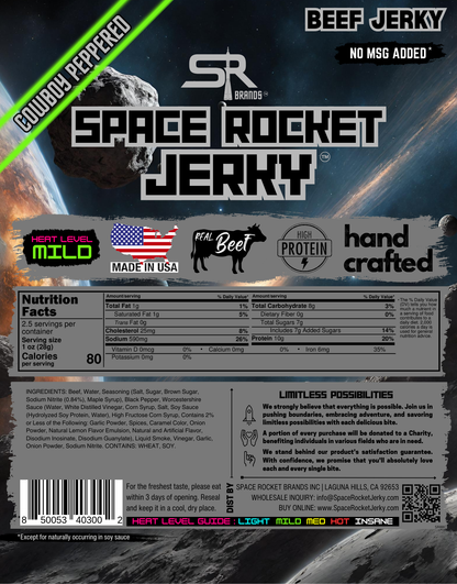 Cowboy Peppered 2.5oz 10 Pack, Beef [Rocket Blaster]